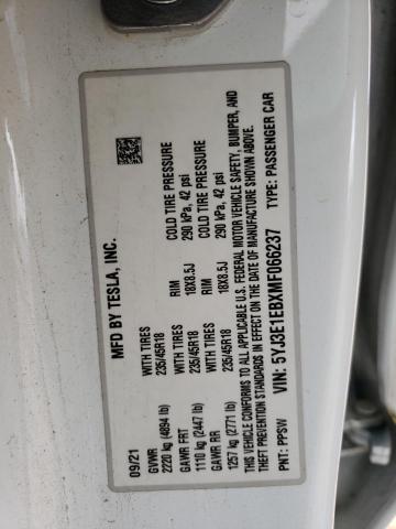 5YJ3E1EBXMF066237 Tesla MODEL 3