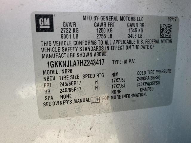 2017 GMC ACADIA SL 1GKKNJLA7HZ243417