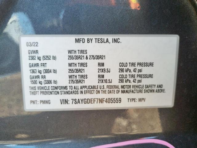 7SAYGDEF7NF405559 Tesla Model Y
