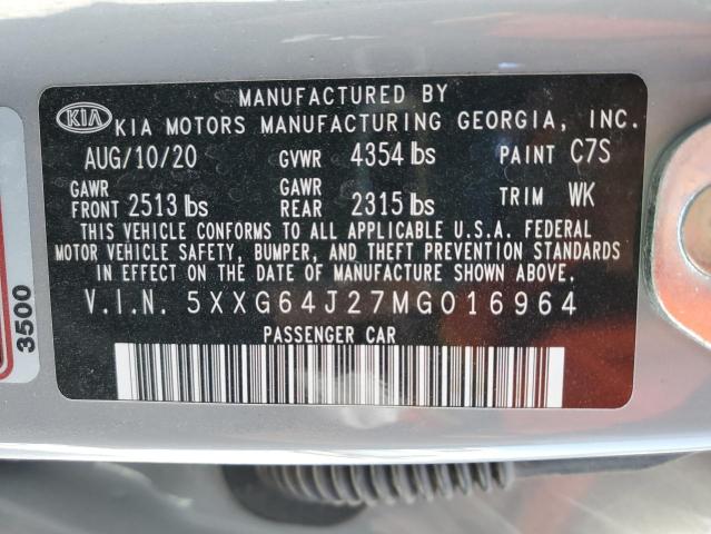 5XXG64J27MG016964 KIA K5 GT LINE