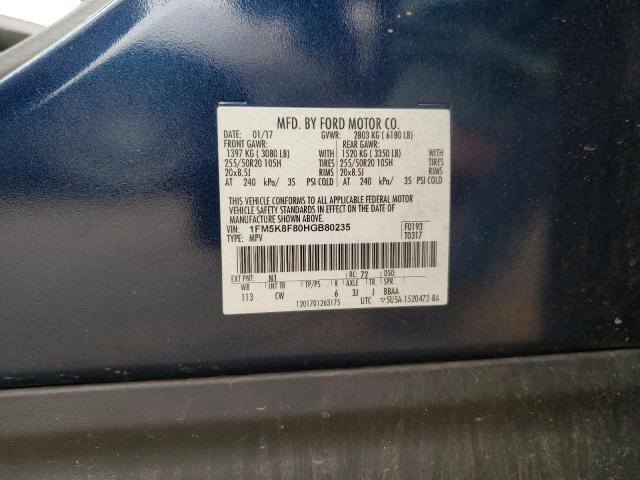 1FM5K8F80HGB80235 Ford Explorer Limited