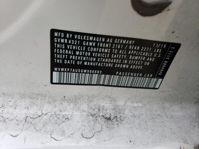 2016 VOLKSWAGEN E-GOLF SE - WVWKP7AU5GW906683