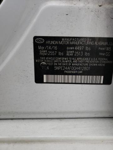5NPE24AF0GH412801 Hyundai SONATA SE