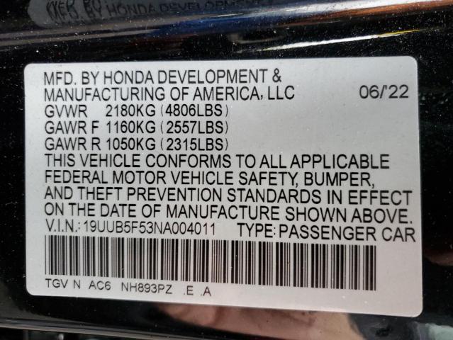 2022 ACURA TLX TECH A - 19UUB5F53NA004011
