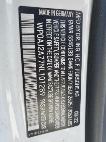 2022 PORSCHE PANAMERA B - WP0AJ2A77NL101289