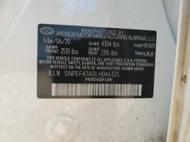 5NPEF4JA0LH046325 Hyundai SONATA SEL
