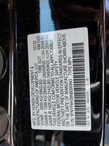2022 HONDA PILOT SPOR - 5FNYF6H39NB090843