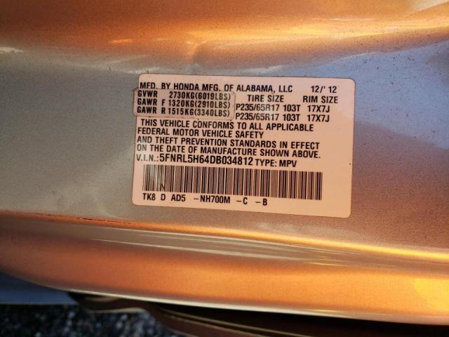 VIN 5FNRL5H64DB034812 2013 HONDA ODYSSEY no.12