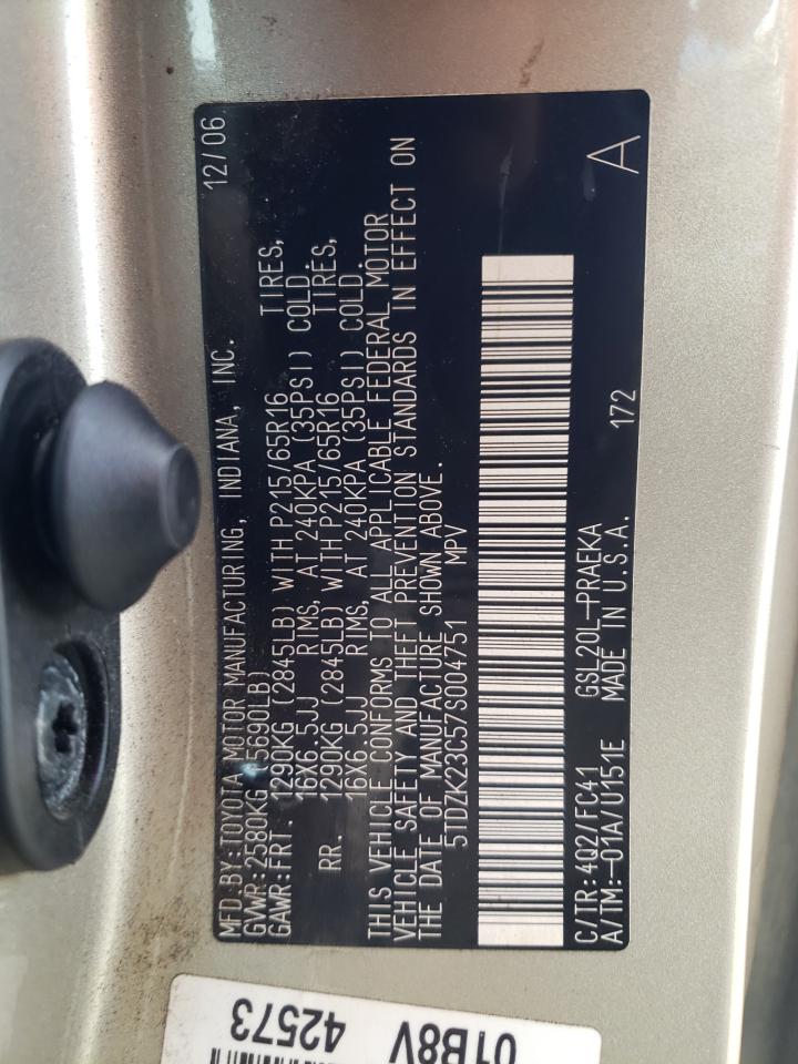 5TDZK23C57S004751 2007 Toyota Sienna Ce