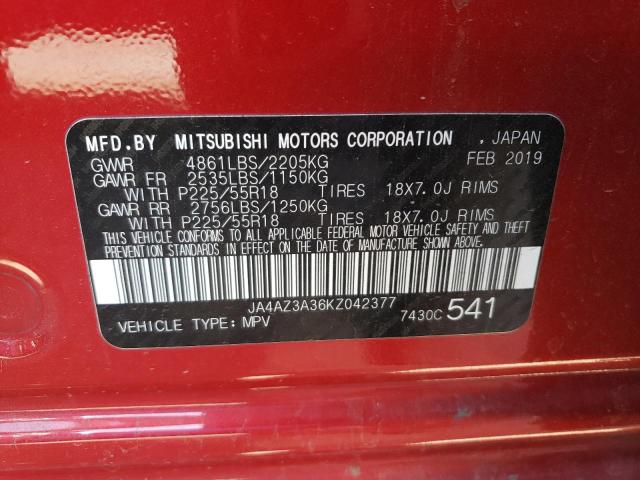 VIN JA4AZ3A36KZ042377 2019 MITSUBISHI OUTLANDER no.13