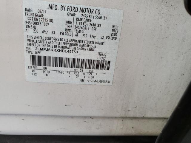 2LMPJ6KRXHBL49753 Lincoln Mkx Select