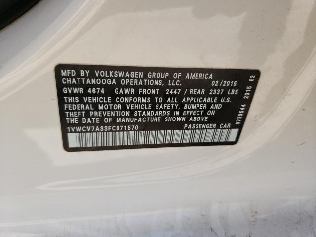 2015 VOLKSWAGEN PASSAT SEL - 1VWCV7A33FC071570