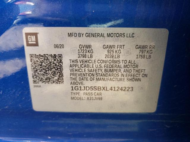 2020 CHEVROLET SONIC LT - 1G1JD5SBXL4124223