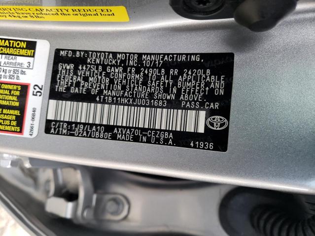 4T1B11HKXJU031683 Toyota CAMRY L