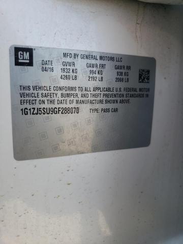 2016 CHEVROLET MALIBU HYB - 1G1ZJ5SU9GF288070