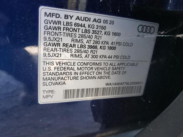 2020 AUDI SQ7 PREMIU WA1AWAF76LD009631