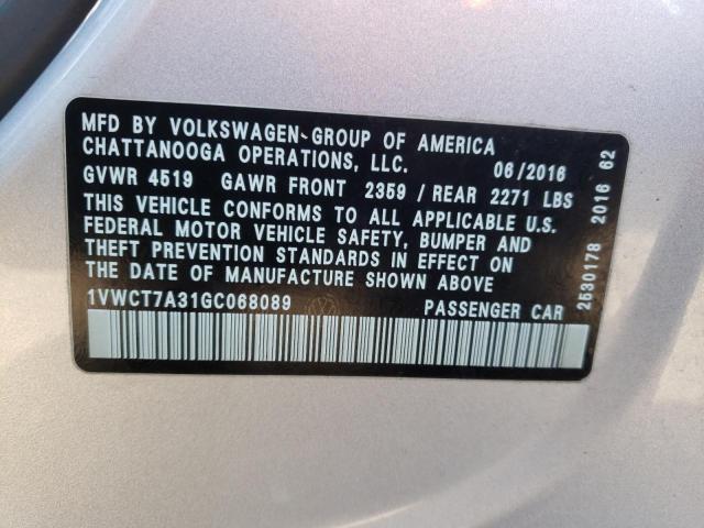 2016 VOLKSWAGEN PASSAT SEL - 1VWCT7A31GC068089