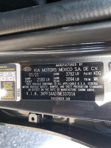 3KPF34AD7ME337014 KIA Forte Gt Line