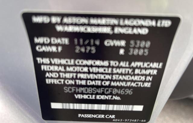 2015 ASTON MARTIN RAPIDE S - SCFHMDBS4FGF04696