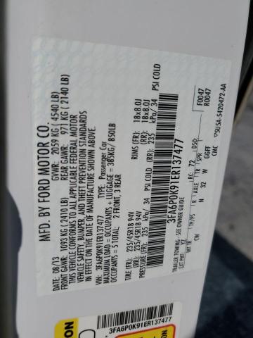 3FA6P0K91ER137477 Ford Fusion Titanium