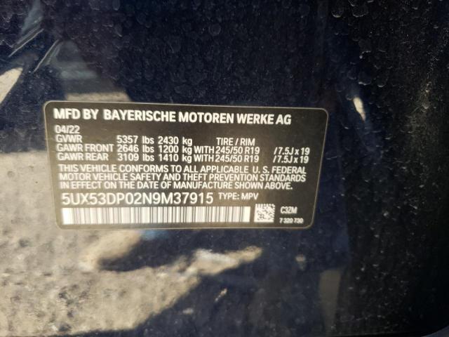 5UX53DP02N9M37915 BMW X3 Xdrive30i