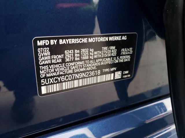 2022 BMW X6 XDRIVE4 - 5UXCY6C07N9N23618