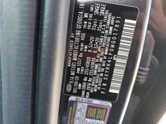 5XYRK4LF0MG017891 KIA SORENTO SX