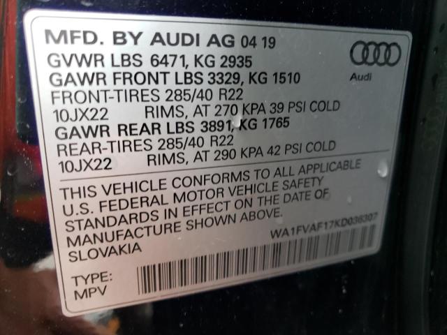 2019 AUDI Q8 PRESTIG - WA1FVAF17KD036307