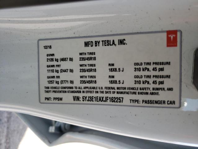 5YJ3E1EAXJF162257 Tesla MODEL 3