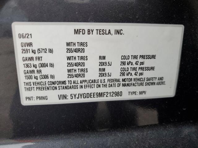 5YJYGDEE9MF212980 Tesla Model Y