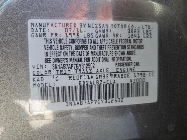3N1AB7AP7GY312502 Nissan SENTRA S