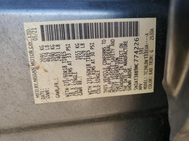 5N1AT3BB9MC774226 Nissan ROGUE SV