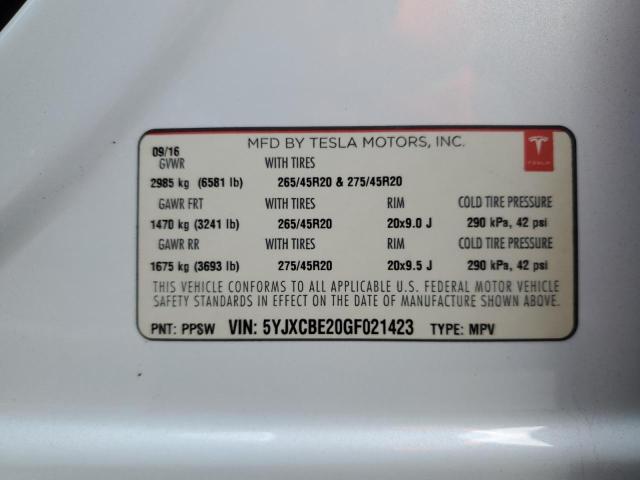 5YJXCBE20GF021423 Tesla MODEL X