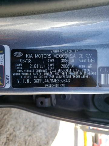 3KPFL4A78JE250843 KIA FORTE LX