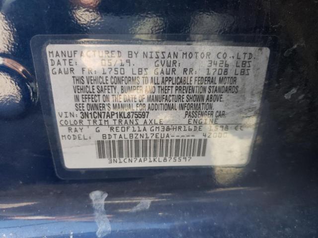 3N1CN7AP1KL875597 Nissan VERSA S