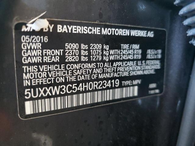 2017 BMW X4 XDRIVE2 - 5UXXW3C54H0R23419