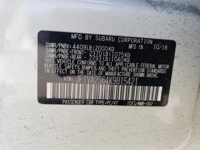 JF1VA2S64K9815421 Subaru Wrx Sti