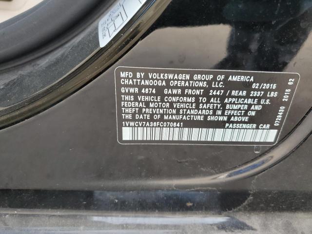 2015 VOLKSWAGEN PASSAT SEL - 1VWCV7A36FC070641
