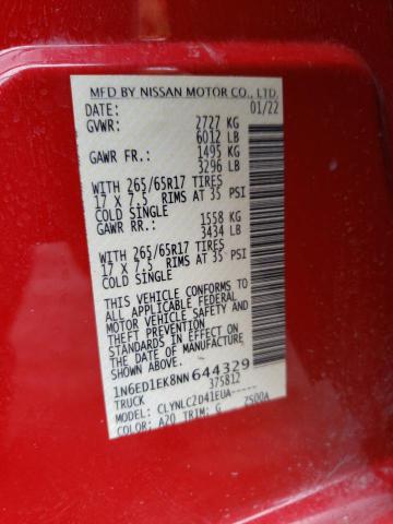 2022 NISSAN FRONTIER S - 1N6ED1EK8NN644329