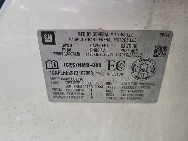 2015 CHEVROLET EQUINOX LT - 1GNFLHEK9FZ107893