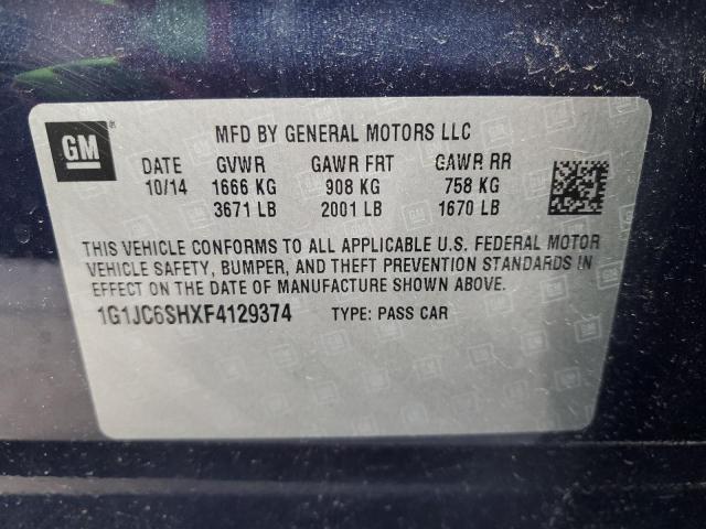 2015 CHEVROLET SONIC LT - 1G1JC6SHXF4129374