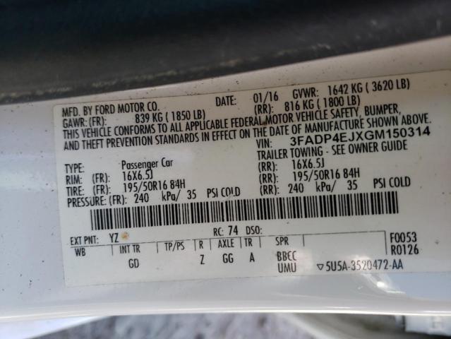 3FADP4EJXGM150314 Ford FIESTA SE
