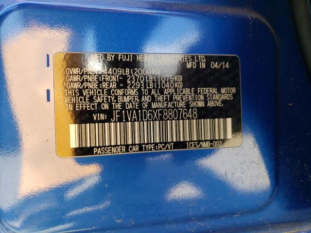 JF1VA1D6XF8807648 Subaru Wrx Premium