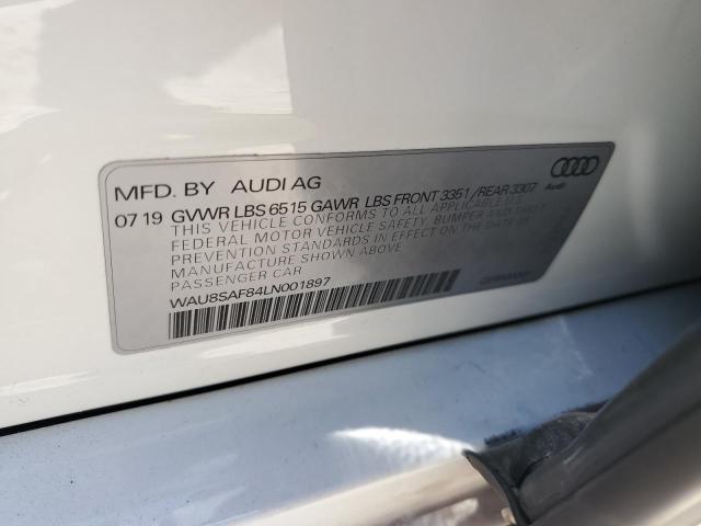2020 AUDI S8 - WAU8SAF84LN001897