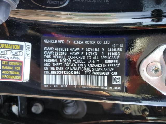 2018 HONDA CLARITY - JHMZC5F12JC020986