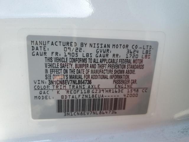 3N1CN8EV7NL864736 Nissan VERSA SV