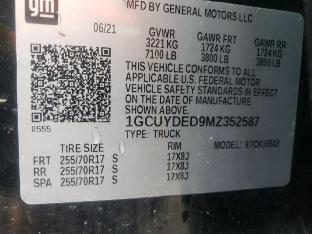 2021 CHEVROLET SLVRD 1500 1GCUYDED9MZ352587