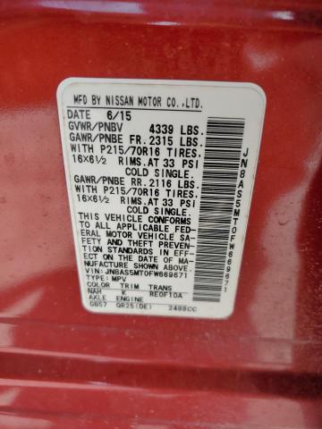 JN8AS5MT0FW669671 Nissan Rogue Select S