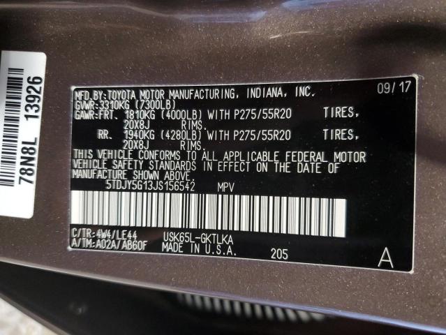 2018 TOYOTA SEQUOIA LI - 5TDJY5G13JS156542