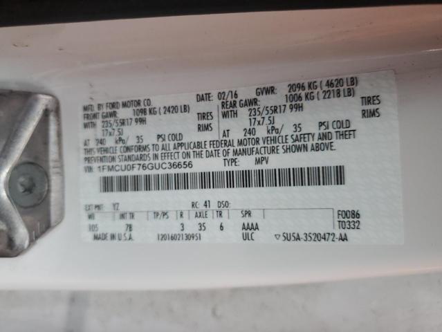1FMCU0F76GUC36656 Ford ESCAPE S